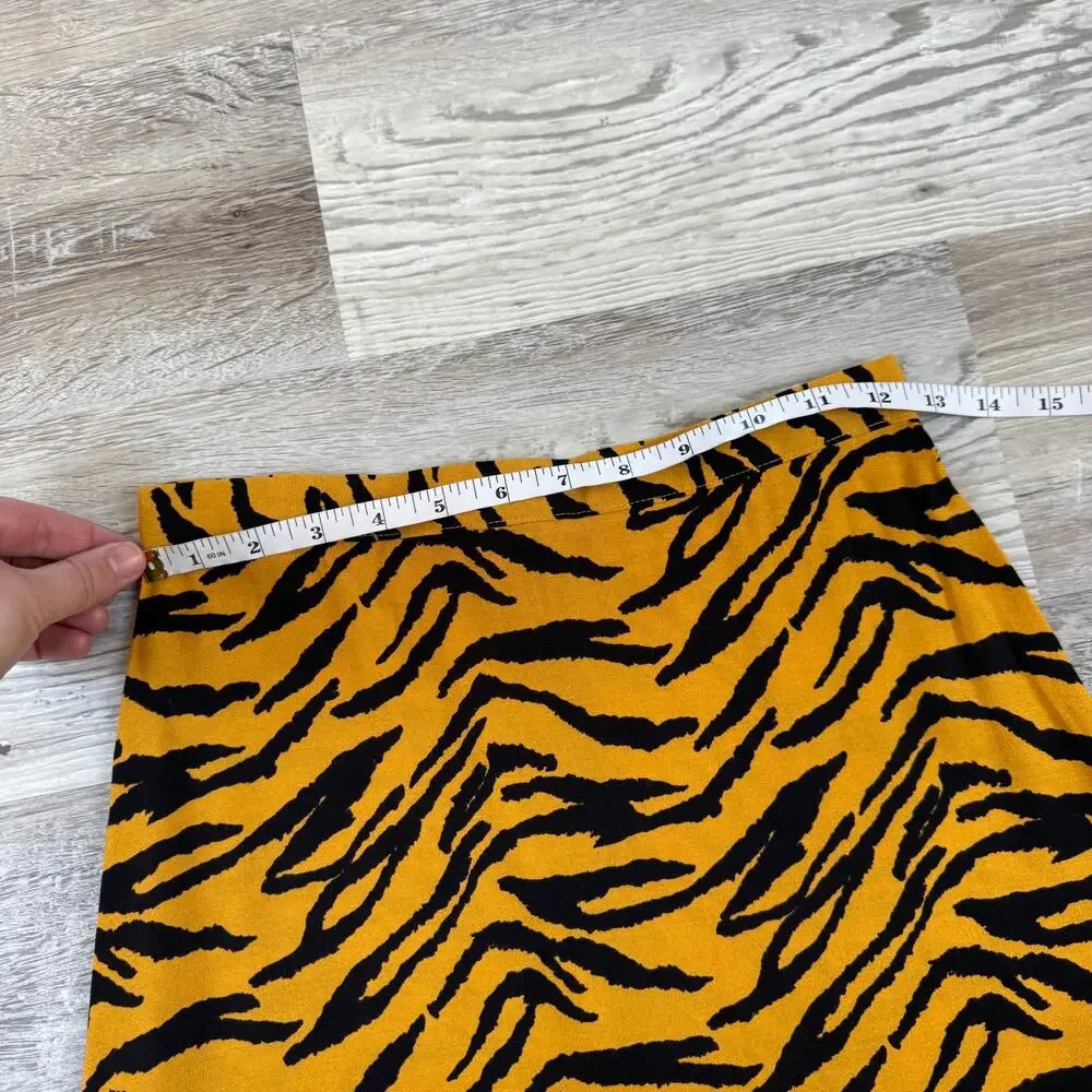 Reformation Midi Skirt Orange Black Tiger Print High Rise Y2K XS 0